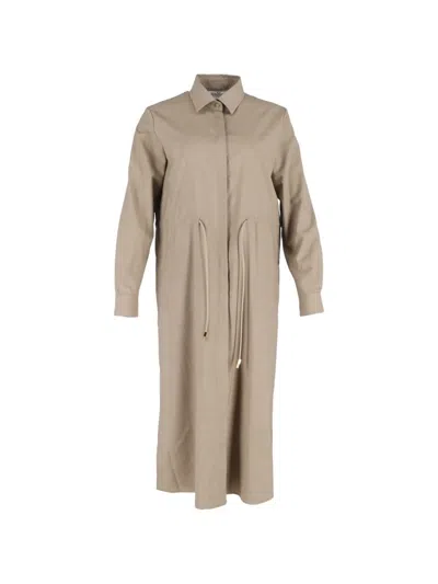 Pre-owned Max Mara Monia Buttoned Midi Dress In Neutral