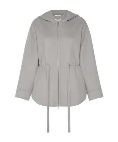 Max Mara Monia Hooded Belted Jacket In Gray