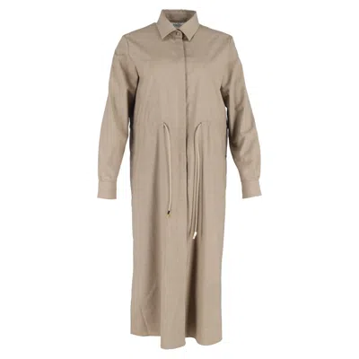Max Mara Monia Midi Dress In Brown Virgin Wool