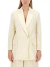 Max Mara Monica Double-breasted Wool Blazer In Beige