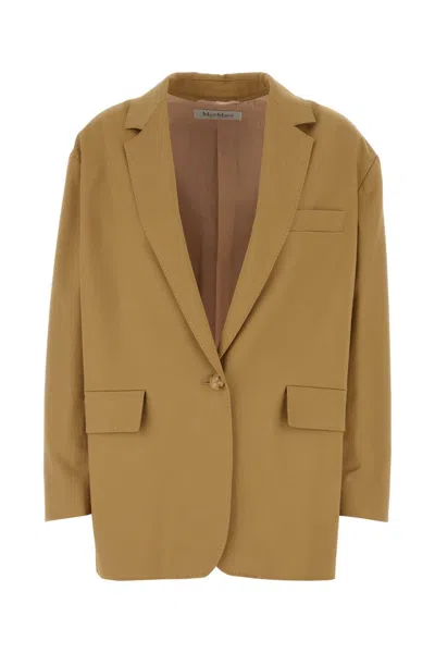Max Mara Monica Stretch Cotton Blazer In Camel