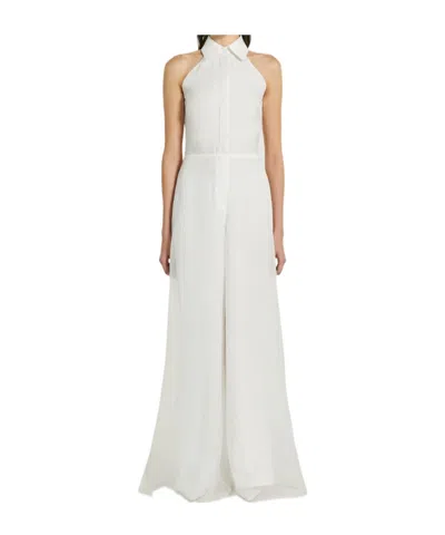 Max Mara Mono De Organza De Seda In White