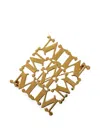 Max Mara Monogram Brooch In Gold