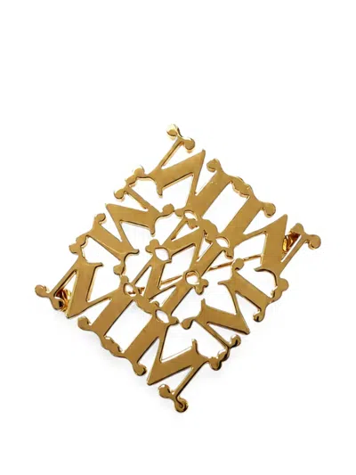 Max Mara Monogram Brooch In Gold