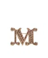 Max Mara Monogram Brooch With Crystals In Camel