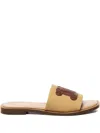 Max Mara Monogram Canvas Band Flat Sandals In Neutral