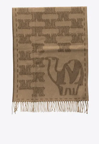 Max Mara Monogram Cashmere Scarf In Brown