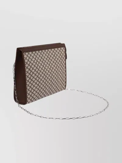 Max Mara Monogram Chain Strap Rectangular Clutch In Brown