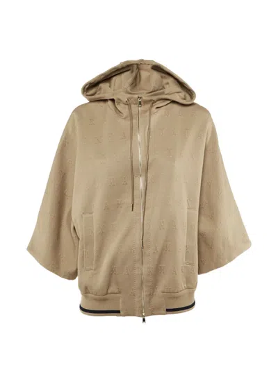 Pre-owned Max Mara Monogram Cotton Hoodie In Neutral
