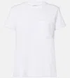 Max Mara Cotton T-shirt With Monogram And Patch Pocket In White