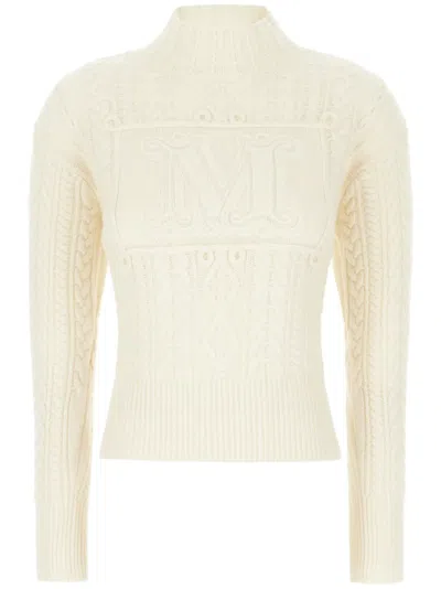 MAX MARA MONOGRAM-DETAIL CABLE-KNIT SWEATER