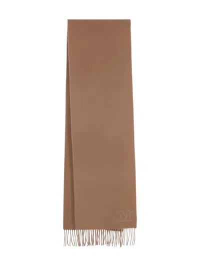Max Mara Monogram-embroidered Cashmere Scarf In Brown
