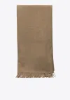 Max Mara Monogram Embroidered Cashmere Scarf In Brown