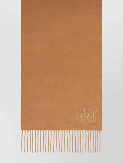 Max Mara Monogram Embroidered Cashmere Stole In Brown