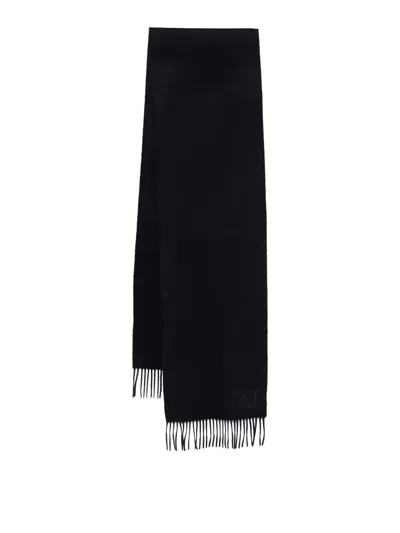 Max Mara Monogram Embroidered Cashmere Stole In Blue