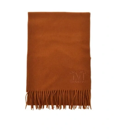 Max Mara Monogram-embroidered Cashmere Stole In Brown