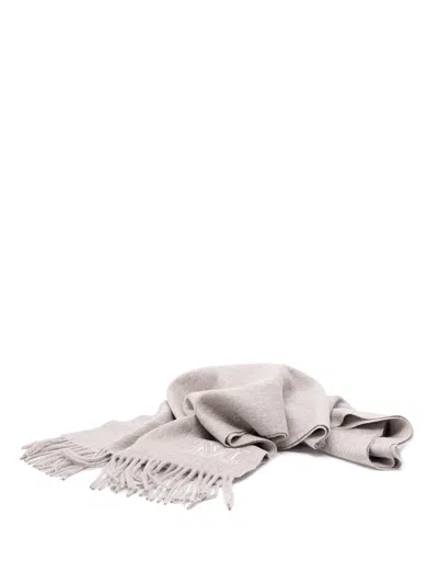 Max Mara Monogram Embroidered Cashmere Stole In Neutral