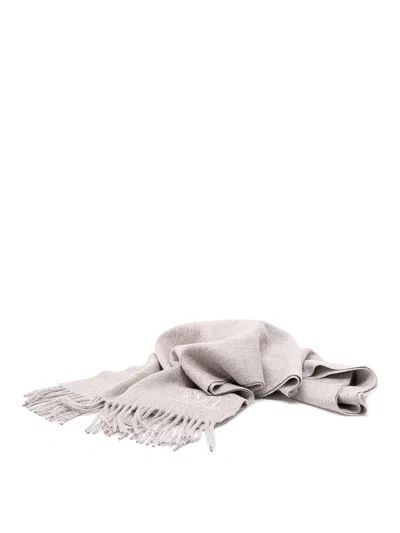 Max Mara Monogram Embroidered Cashmere Stole In Gray