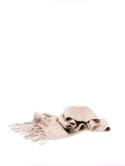 Max Mara Monogram Embroidered Cashmere Stole In Neutral