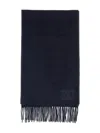 Max Mara Monogram-embroidered Fringed Scarf In Blue