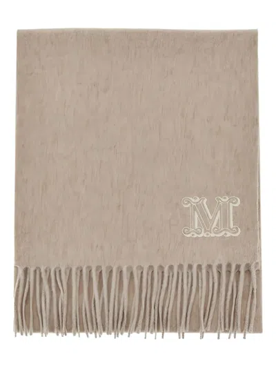 Max Mara Monogram-embroidered Scarf In Brown