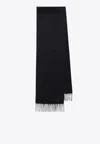Max Mara Monogram Embroidered Wool Scarf In Black