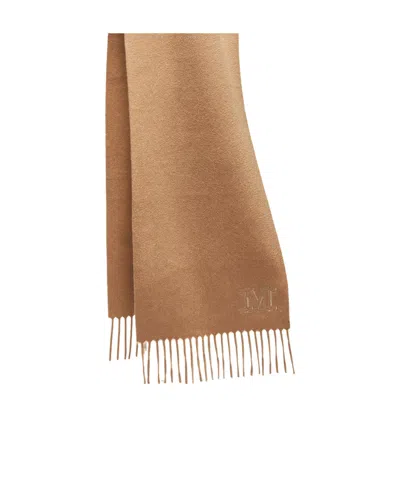 Max Mara Monogram Fringed-edge Cashmere Scarf In Brown