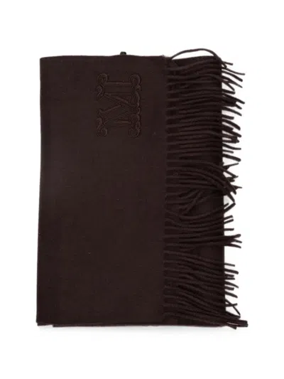 Max Mara Monogram Fringed Scarf In Brown