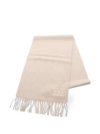 Pre-owned Max Mara Monogram Fringed Scarf In Neutrals