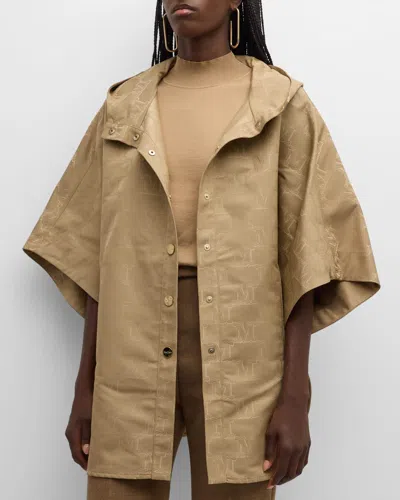 Max Mara Monogram Hooded Cape In Honey