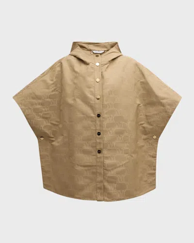 Max Mara Monogram Hooded Cape In Nude