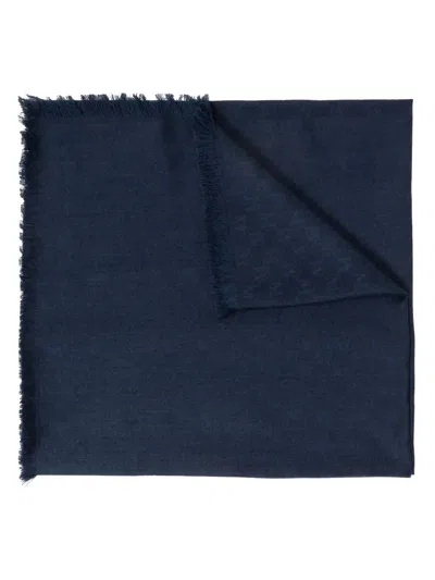 Max Mara Monogram-jacquard Scarf In Blue