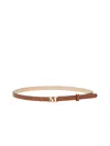 Max Mara Slim Monogram Leather Belt Adjustable Size In Brown