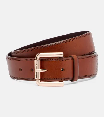 Max Mara Monogram Leather Belt In Brown