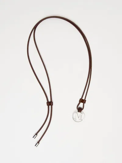 Max Mara Monogram Leather Strap With Pendant In Brown