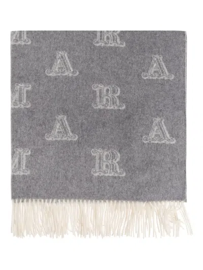 Max Mara Monogram Logo-pattern Scarf In Gray
