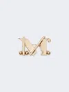 Max Mara Monogram Metal Brooch In Gold