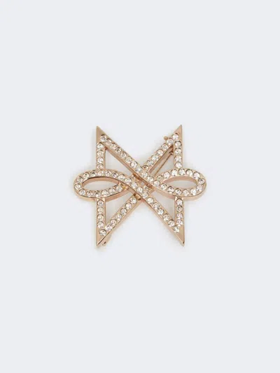 Max Mara Monogram Papillon Brooch With Crystals In Brown