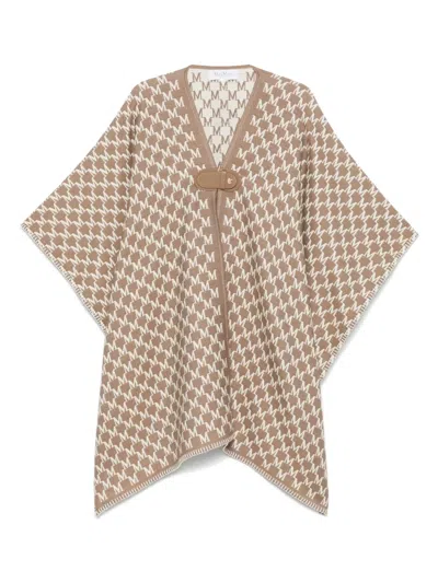Max Mara Monogram-pattern Cape In Brown