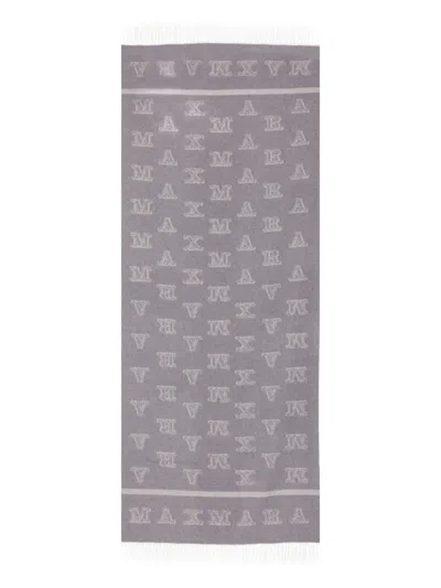Max Mara Monogram-pattern Cashmere Scarf In Gray