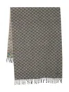 Max Mara Monogram-pattern Fringed Scarf In Black