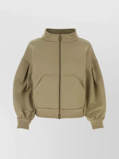 Max Mara Monogram Pattern Gastone Bomber Jacket In Green