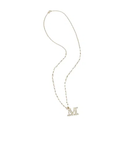 Max Mara Monogram Pendant Necklace In Naturale