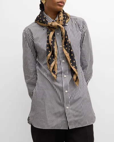 Max Mara Monogram Polka-dot Silk Square Scarf In Neutral