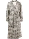 Max Mara Monogram Print Coat In Gray