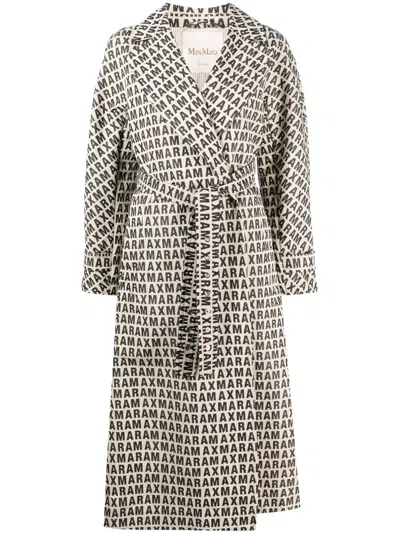 Max Mara Monogram Print Coat In Gray