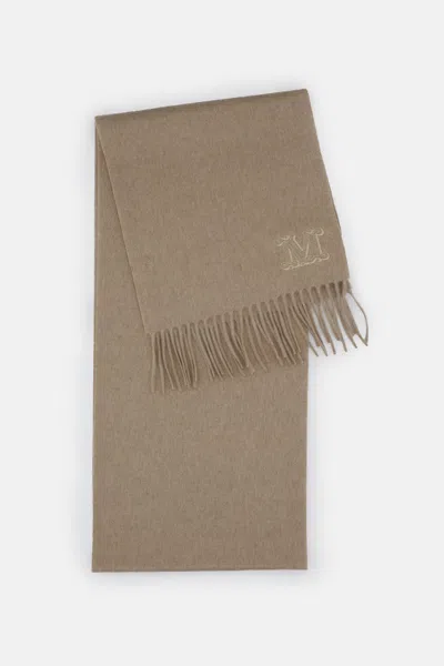Max Mara Monogram Scarf In Cashmere. In White