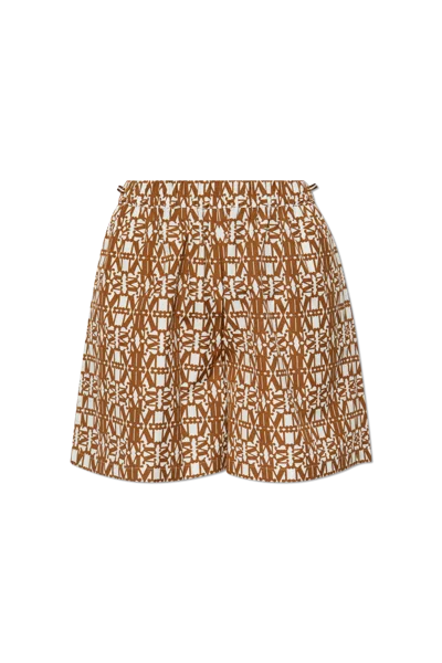 Max Mara 'taiga' Geometric Pattern Shorts In Brown