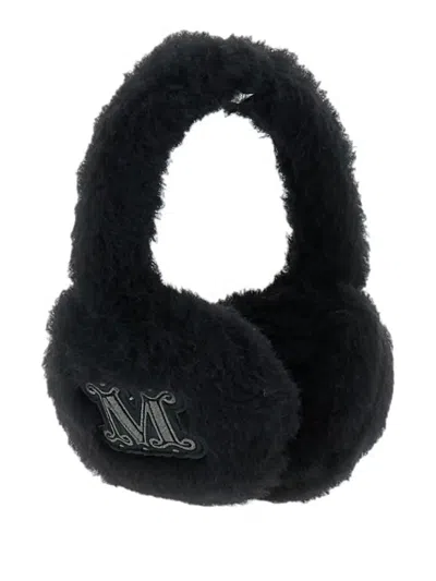 Max Mara Alpaca And Wool Teddy Fabric Earmuffs In Black