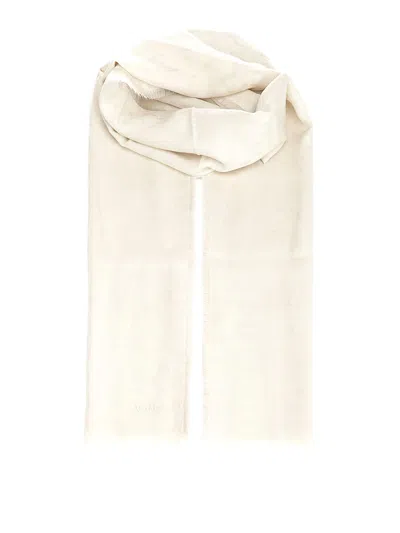Max Mara Monogram Wool Stole In White
